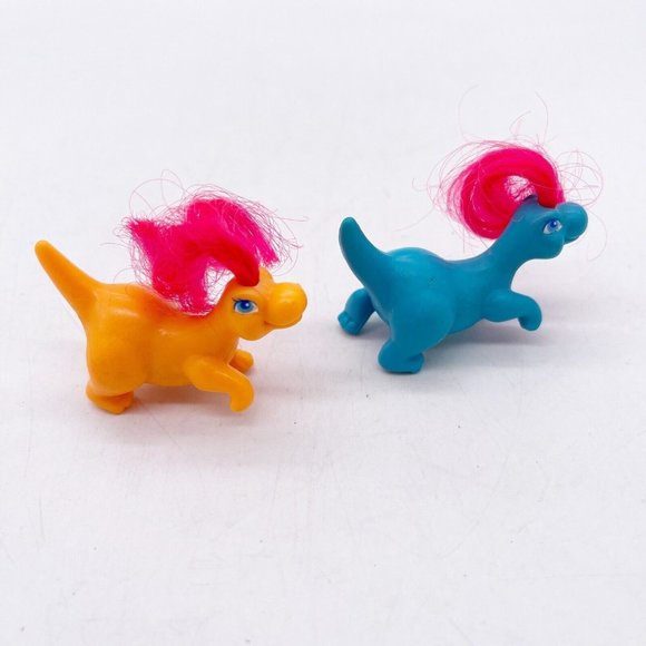 Vintage Other - Darlin' Dinos Your True Dinosaur Friend 1992 Mini Figures Lot 2 Orange Blue 2”
